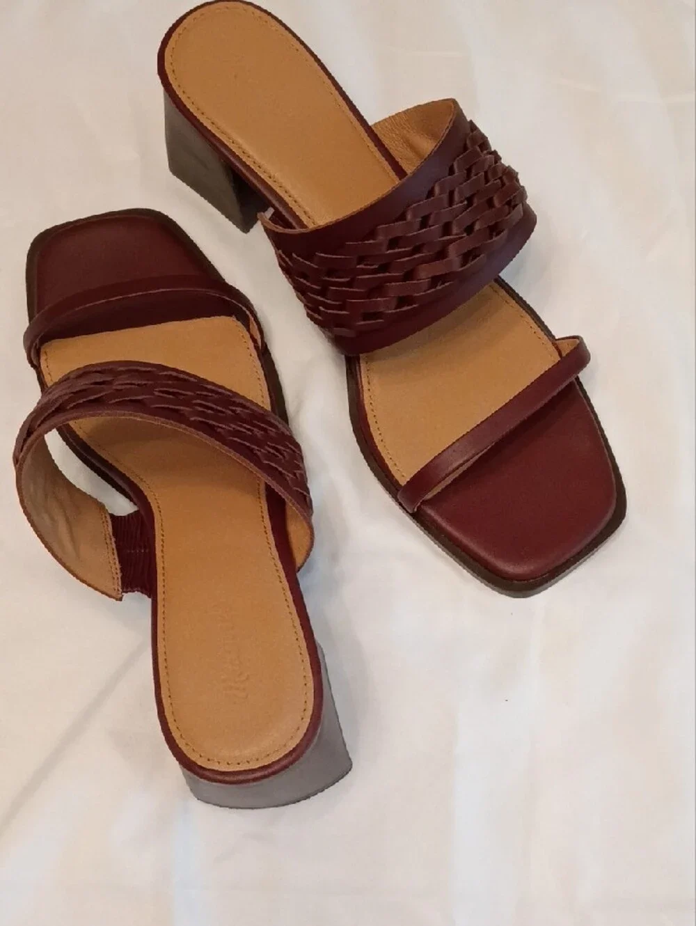 Madewell Braided Strap Slide Sandals in Burgundy